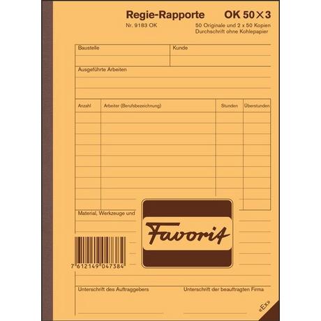 Favorit FAVORIT Regierapport D/F/I A5 9183 OK weiss 50x3 Blatt  