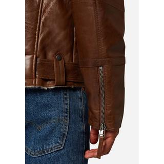 RICANO  Veste en cuir pour homme Harlem - Style Biker avec doublure en fourrure 