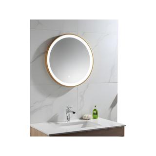 Vente-unique Miroir de salle de bain lumineux rond à  Leds NUMEA doré LH  