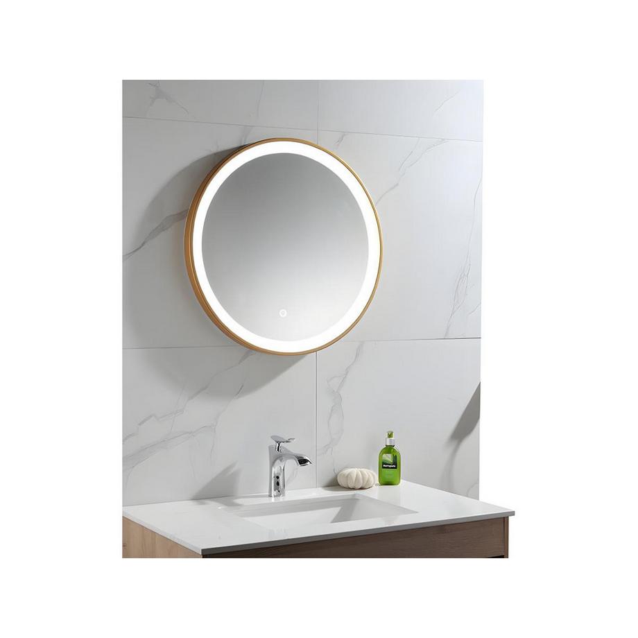 Vente-unique Specchio per bagno luminoso tondo a LED Dorato LxP3xHNUMEA  