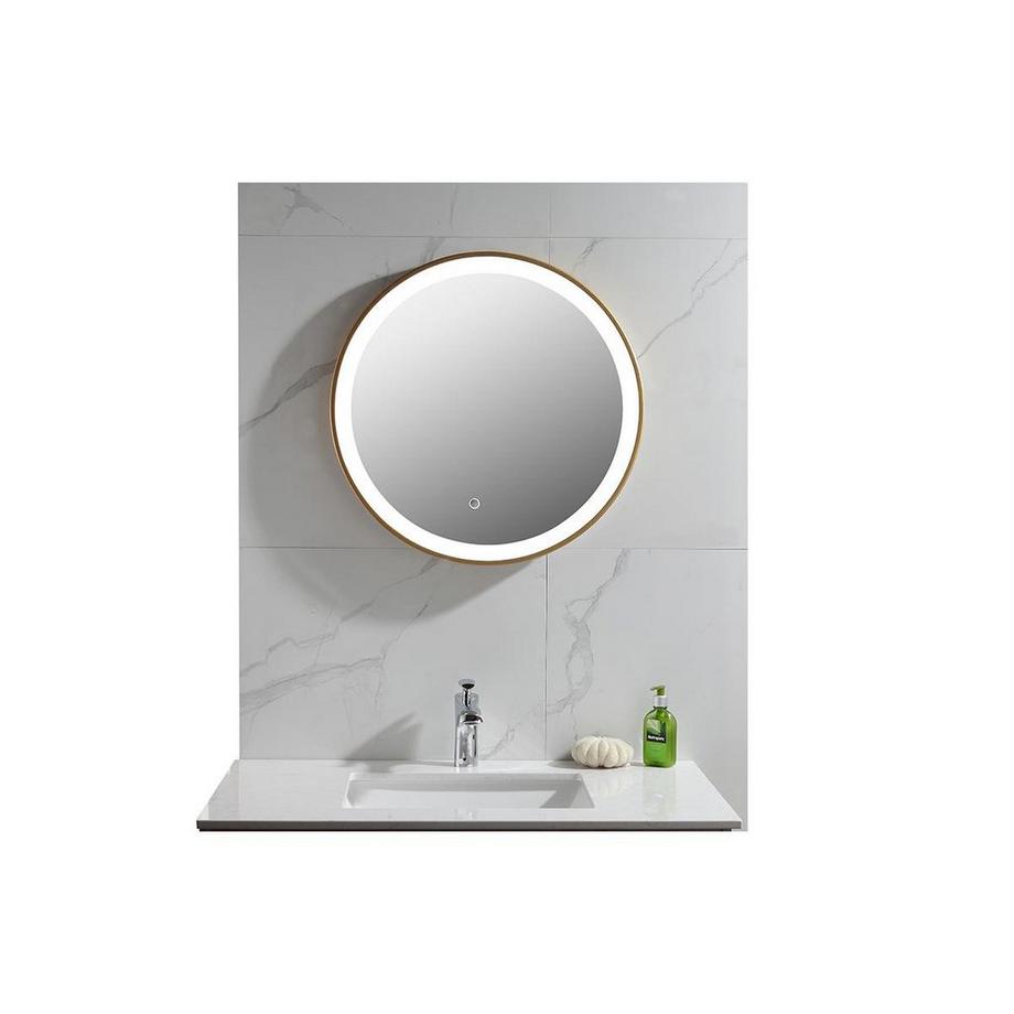 Vente-unique Specchio per bagno luminoso tondo a LED Dorato LxP3xHNUMEA  