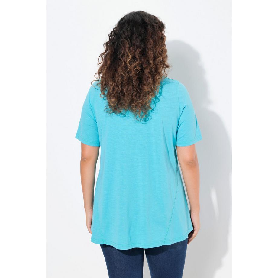 Ulla Popken T-shirt A-ligne Col V Manches Courtes  