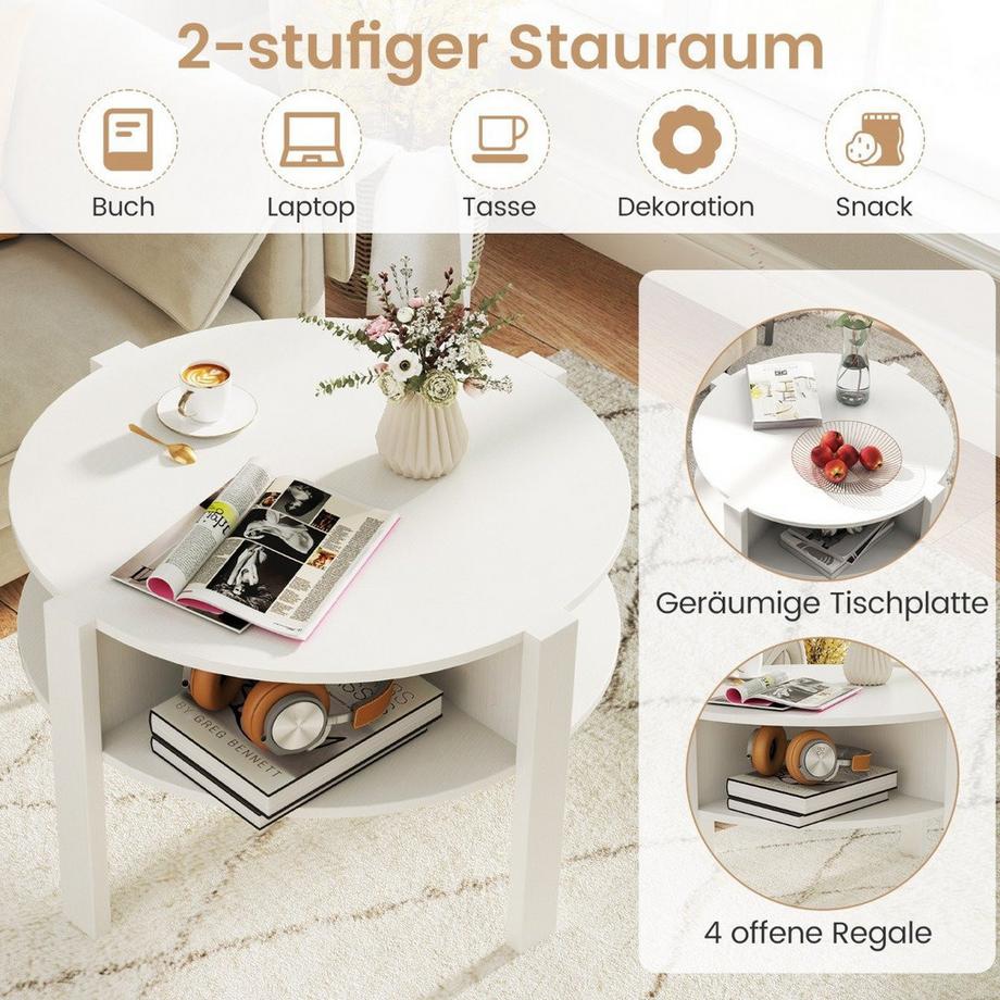 Northix Table basse ronde avec rangement  