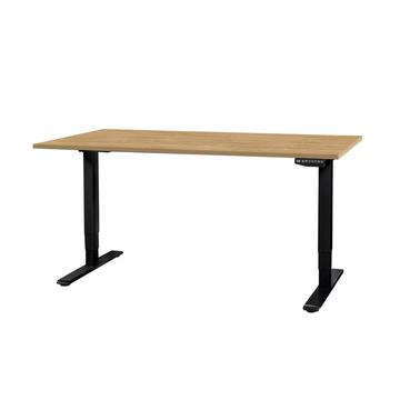 Höhenverstellbarer Bürotisch 1.6x0.8m Eiche / Gestell schwarz RAL 9005