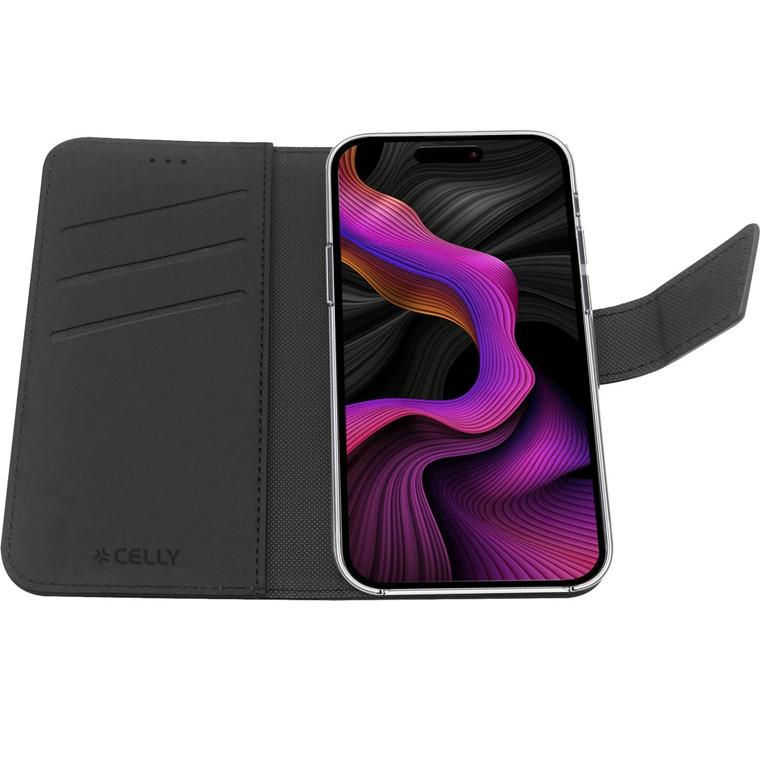 Celly  Étui portefeuille Wally iPhone 15 Plus noir 