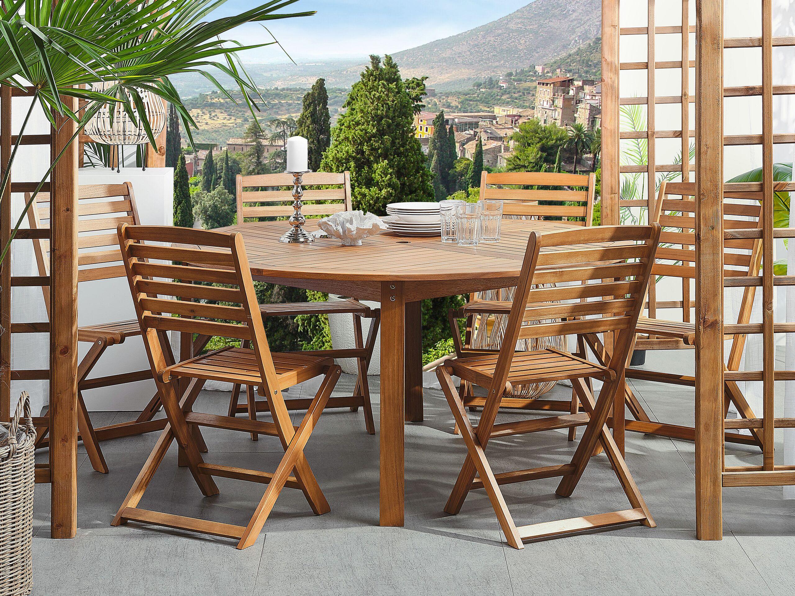 Beliani Set da pranzo per giardino con sedie en Legno d'acacia Classico TOLVE  