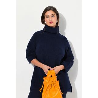 Ulla Popken  Pullover, Rippstrick, Rollkragen, Langarm, recycelt 