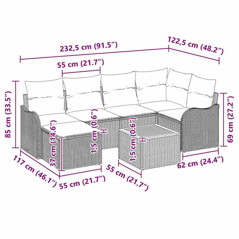 VidaXL Ensemble de canapé de jardin poly rattan  