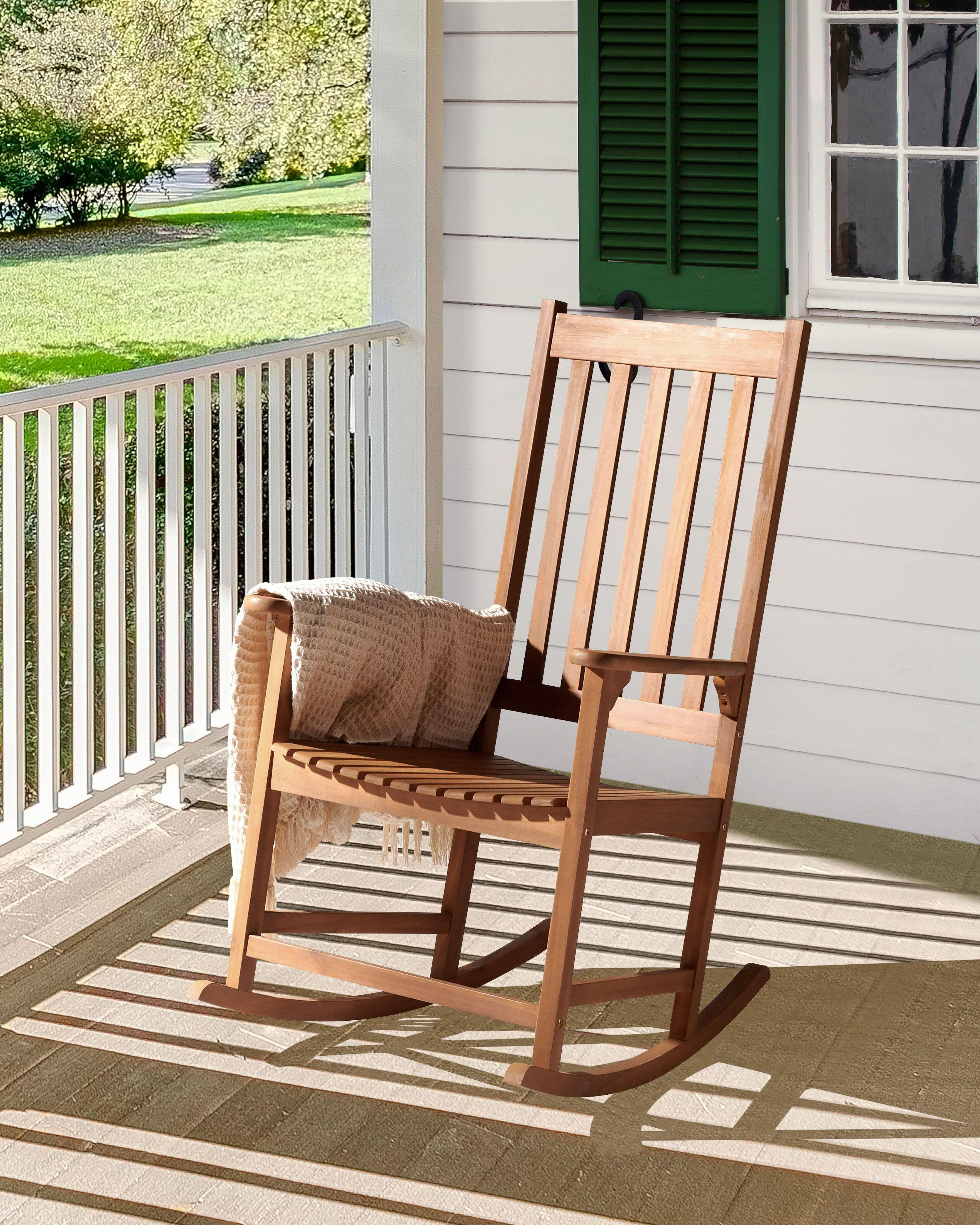 Beliani Fauteuil à bascule en Acacia Rustique BOJANO  