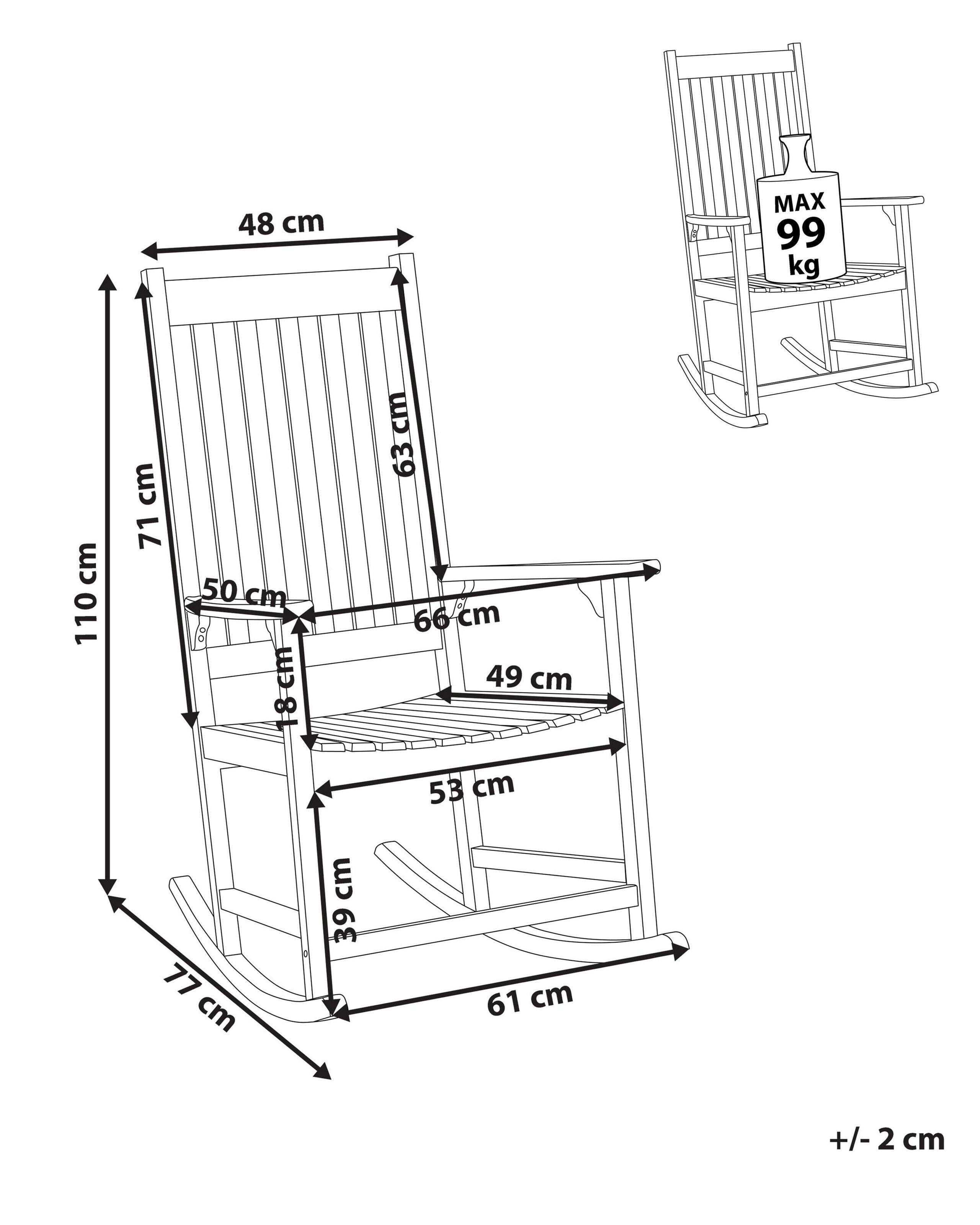 Beliani Fauteuil à bascule en Acacia Rustique BOJANO  