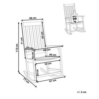 Beliani Fauteuil à bascule en Acacia Rustique BOJANO  