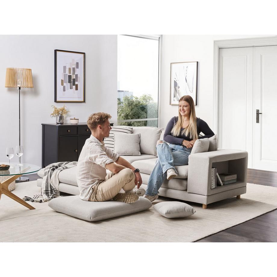 Beliani Canapé 2 places avec ottoman en Tissu Moderne HEDEN  