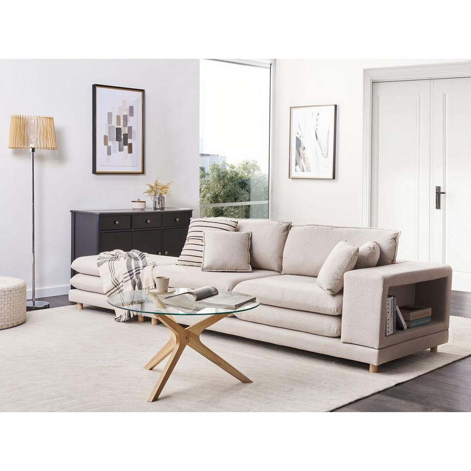 Beliani Canapé 2 places avec ottoman en Tissu Moderne HEDEN  