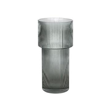 Vase en verre texturé - D.14,5 x H.30,5 cm - Vert - GRISALD