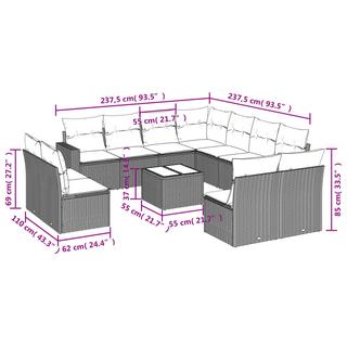 VidaXL Ensemble de canapés de jardin rotin synthétique  