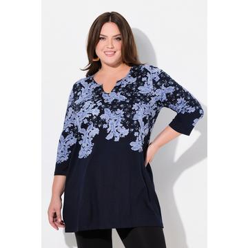 Longshirt, bedruckt, A-Linie, Tunika-Ausschnitt, 3/4-Arm