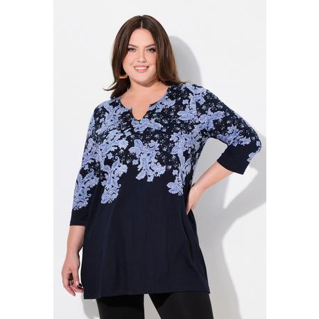 Ulla Popken  Longshirt, bedruckt, A-Linie, Tunika-Ausschnitt, 3/4-Arm 