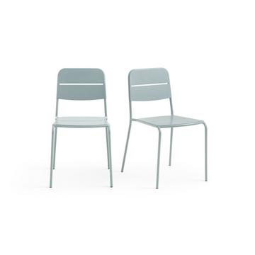 Lot de 2 chaises de jardin en métal acier