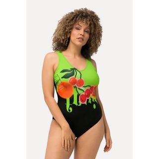 Ulla Popken  Costume da bagno senza coppe con ciliegie e scollo a V 