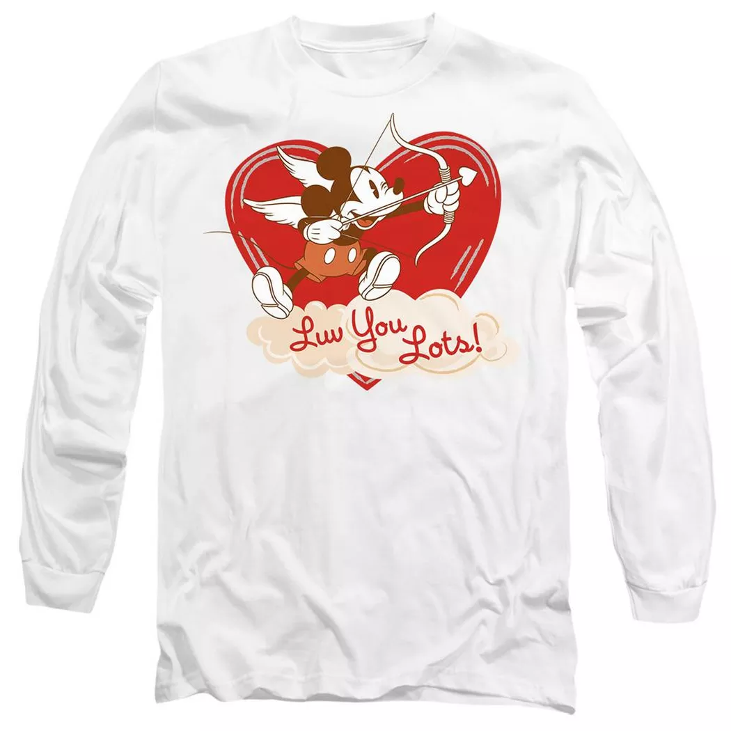 MICKEY MOUSE - Luv You Lots! TShirt Valentinstag, per donna, Blanco, Größe M