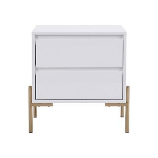 PASCAL MORABITO Nachttisch mit 2 Schubladen - MDF & Metall - Goldfarben & Weiß lackiert - KORASA von Pascal Morabito  
