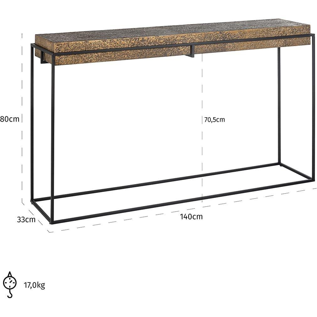 mutoni Table console Dover noir or 140x33  