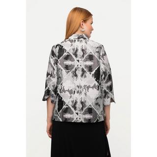 Ulla Popken  Blazer in Jacquard a quadri con collo alto e maniche a 3/4 a tulipano 