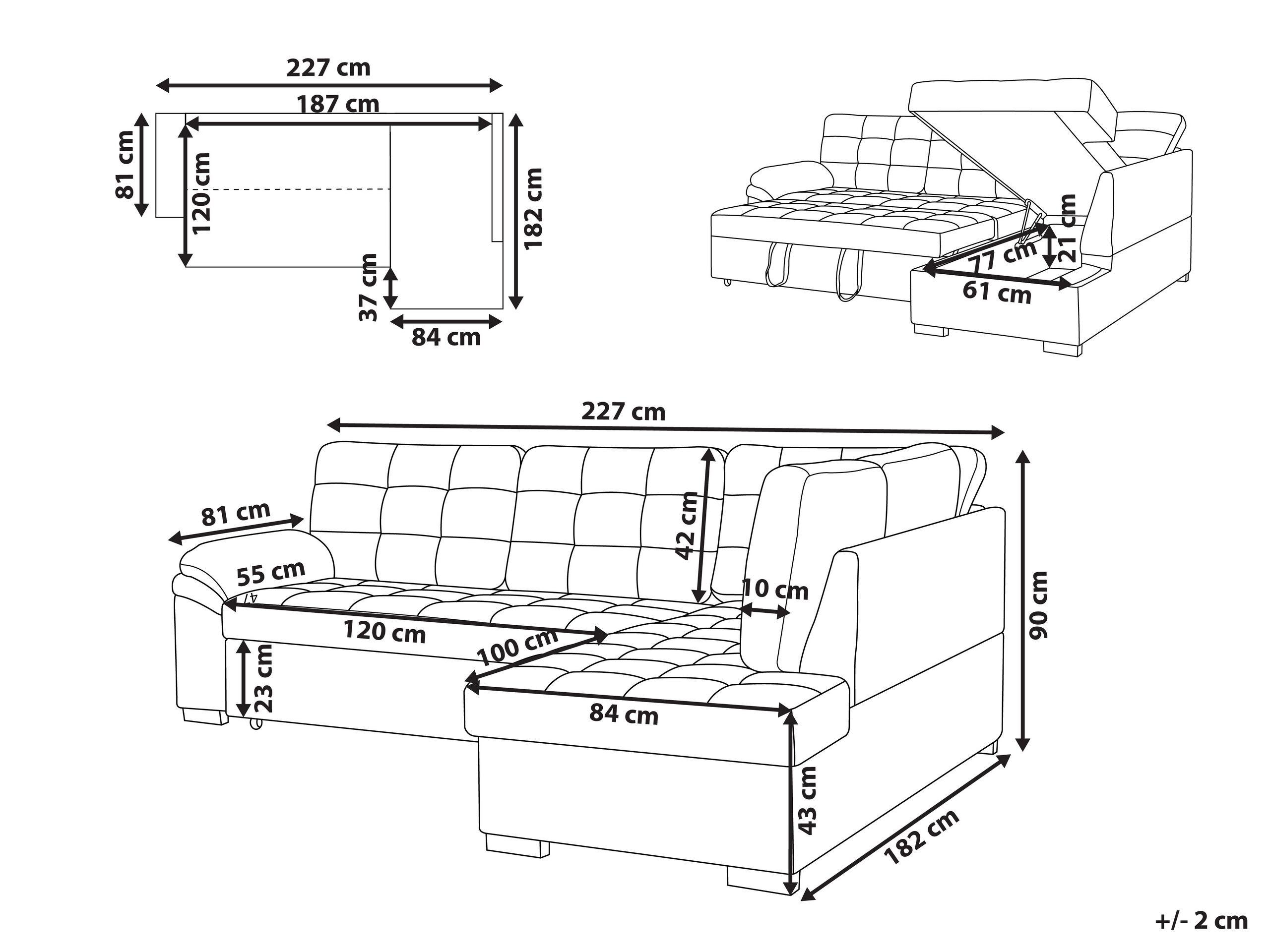 Beliani Ecksofa aus Samtstoff Modern VARNAMO  