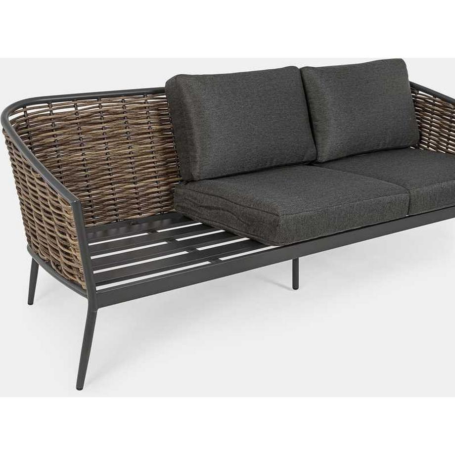 mutoni Seduta da giardino Maribela con cuscini antracite (3 parti)  