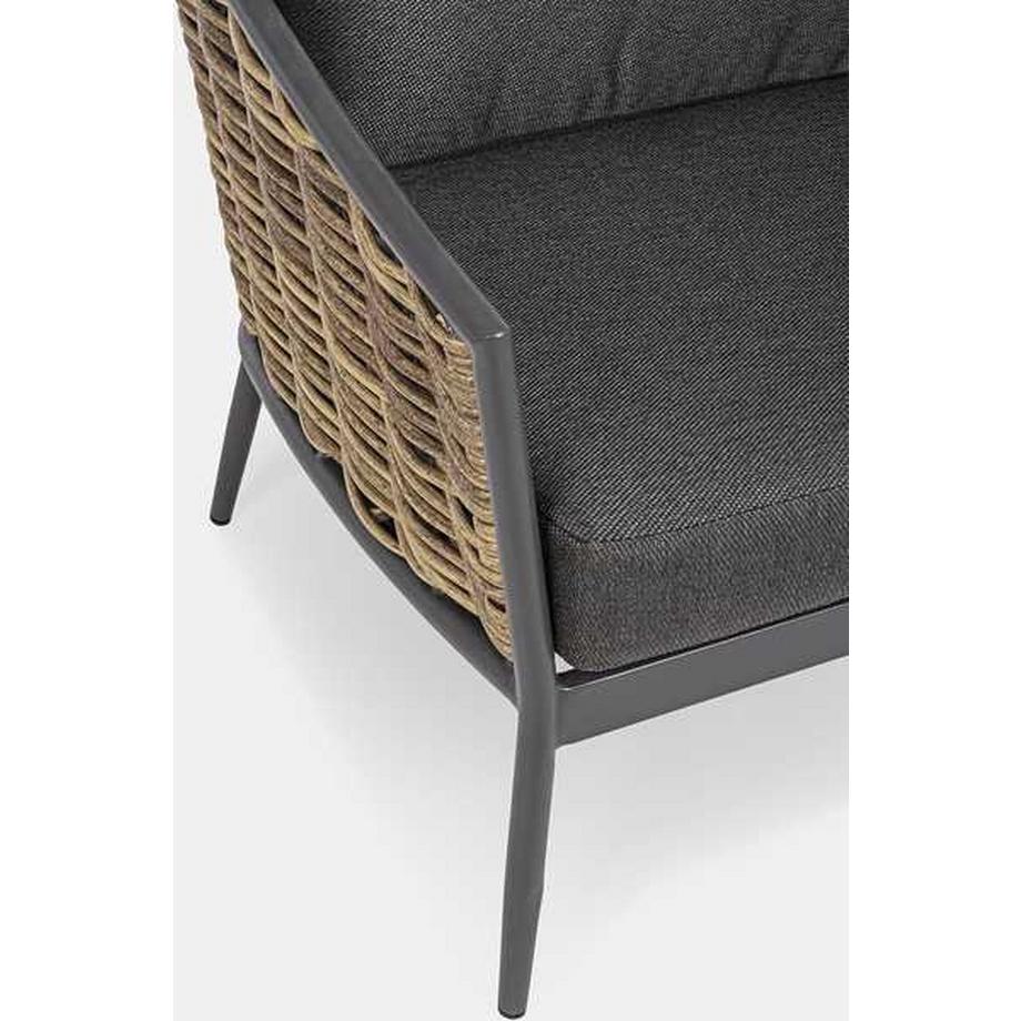 mutoni Seduta da giardino Maribela con cuscini antracite (3 parti)  