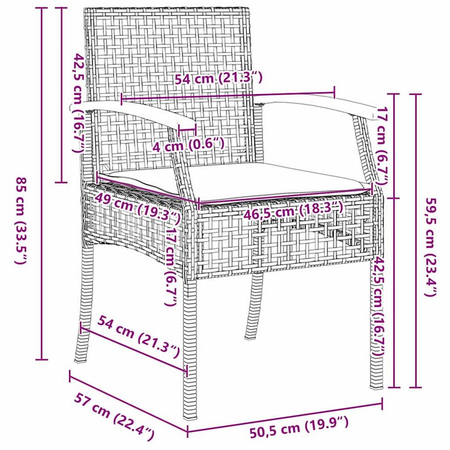 VidaXL Set da Pranzo per Giardino Rattan  