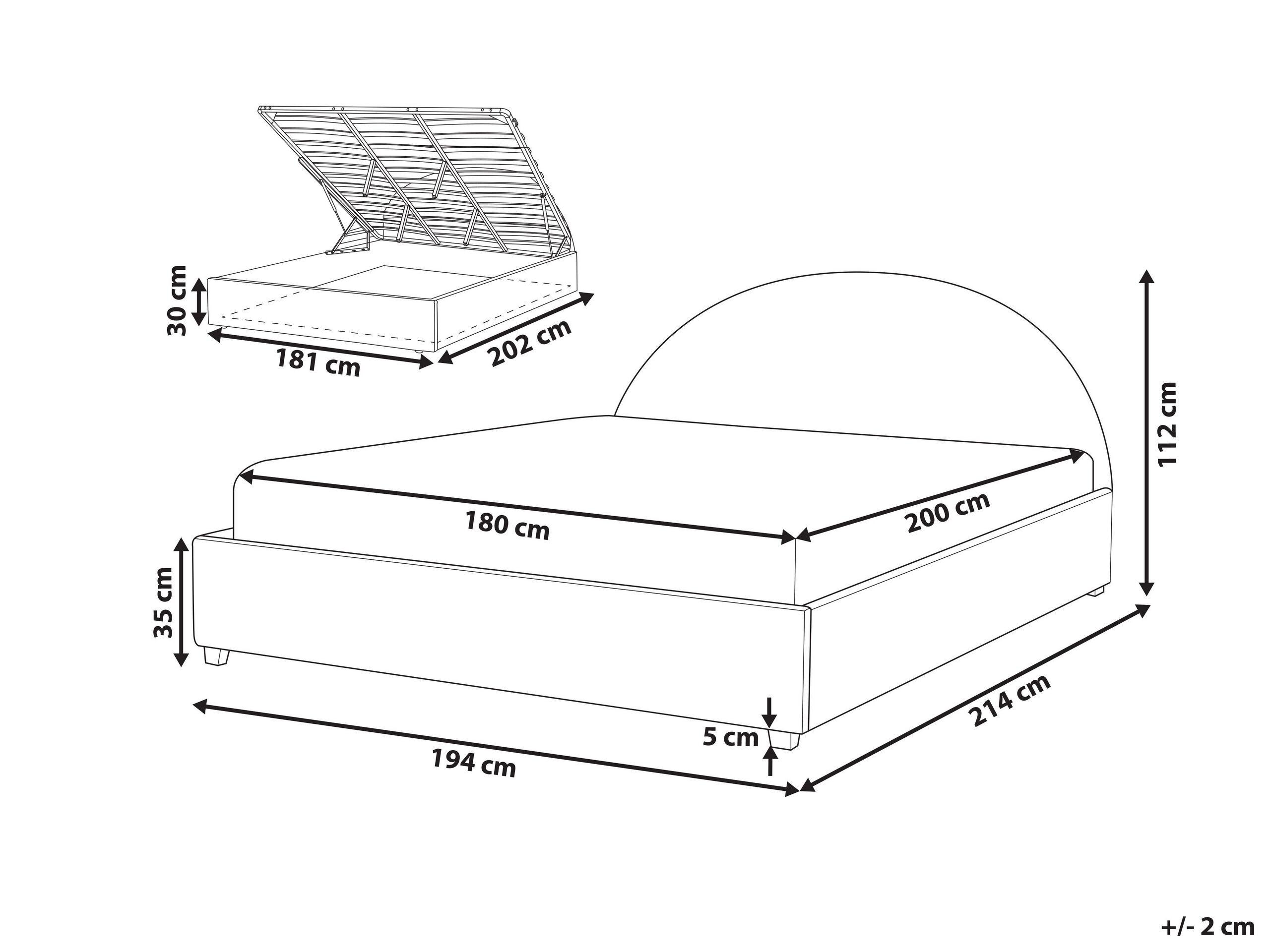 Beliani Bett mit Bettkasten aus Polyester Retro VAUCLUSE  