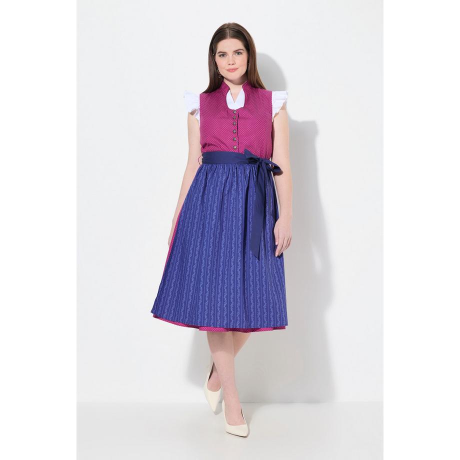 Ulla Popken Dirndl Col Montant Boutons Fantaisie Sans Manches  