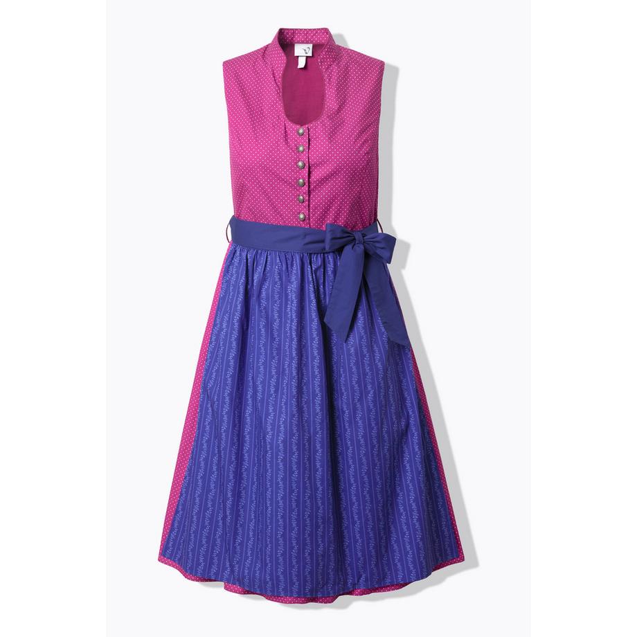 Ulla Popken Dirndl Col Montant Boutons Fantaisie Sans Manches  