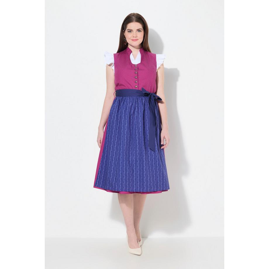 Ulla Popken Dirndl Col Montant Boutons Fantaisie Sans Manches  