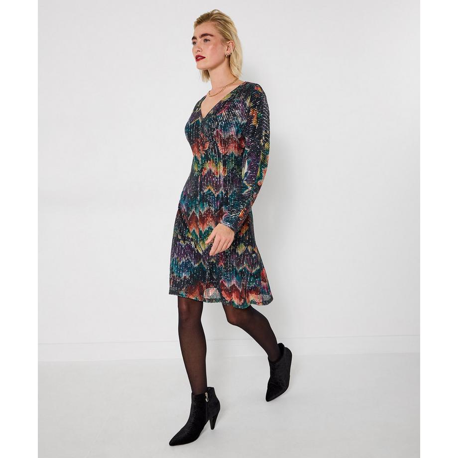 Joe Browns Robe Mini Paillettes Col V  