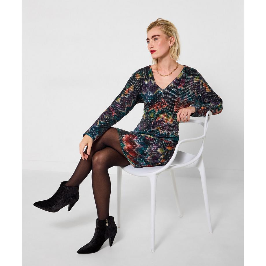 Robe mini à sequins col V