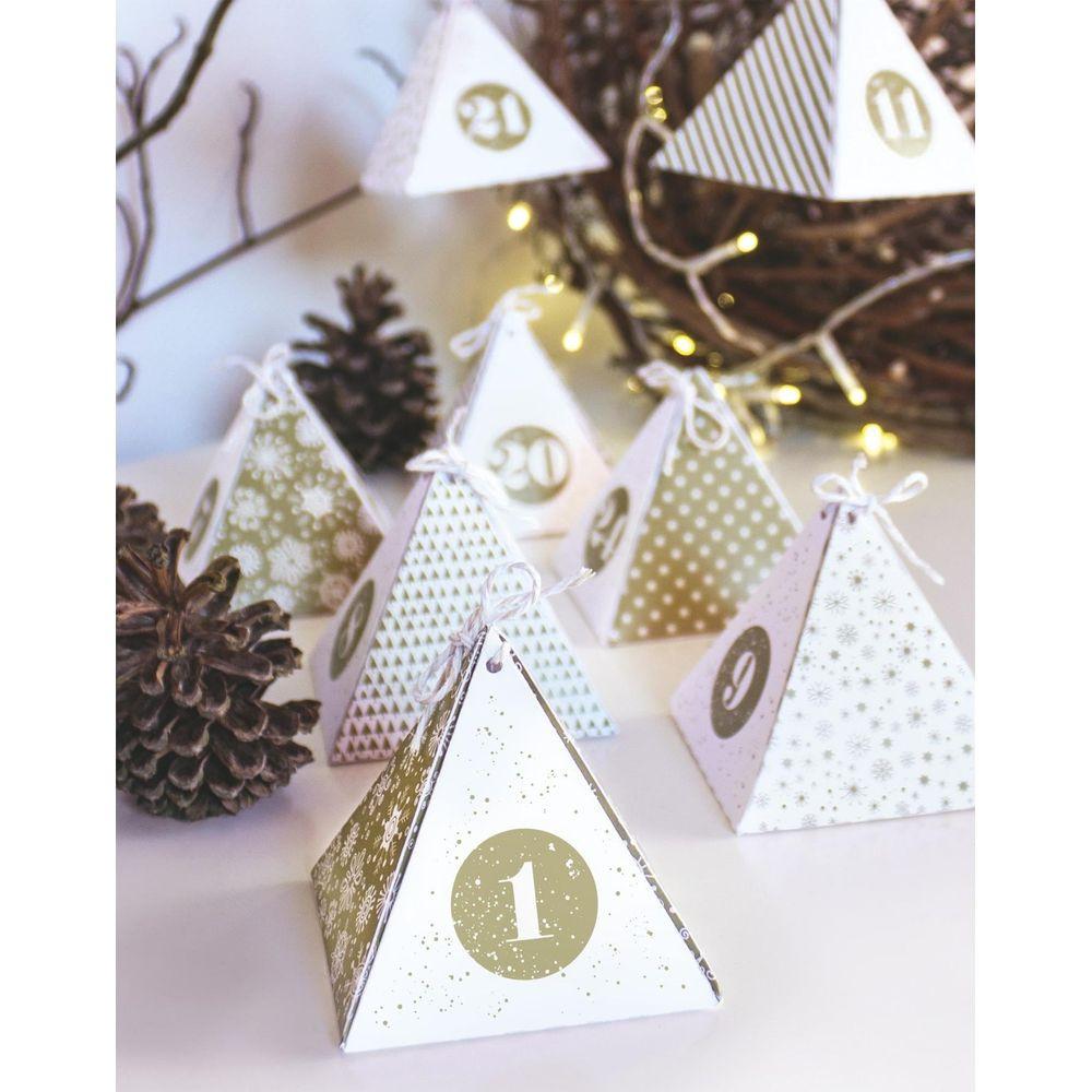 HEYDA Adventskalender Bastel Set 8 x 8 x 9 cm, Gold/Weiss  