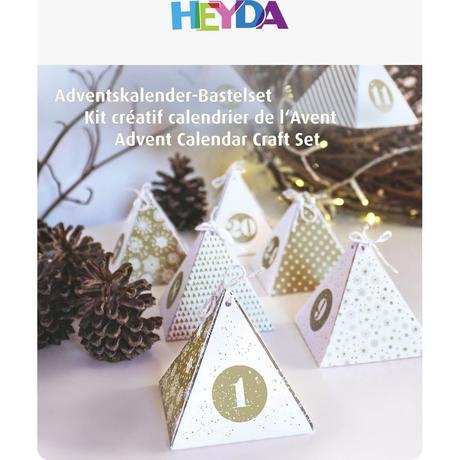 HEYDA Adventskalender Bastel Set 8 x 8 x 9 cm, Gold/Weiss  