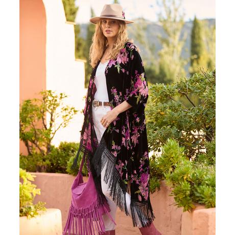 Joe Browns Kimono Frange Floreale Scuro  