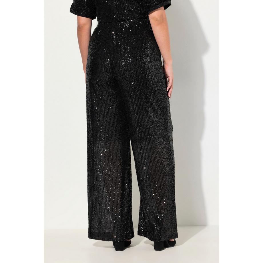 Ulla Popken Pantalon à sequins Taille élastique Jambe large  