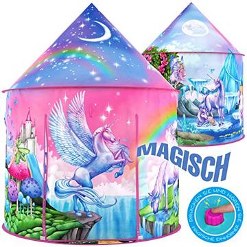 Regenbogen-Einhorn-Kinderzelt mit Einhorn-Klängen
