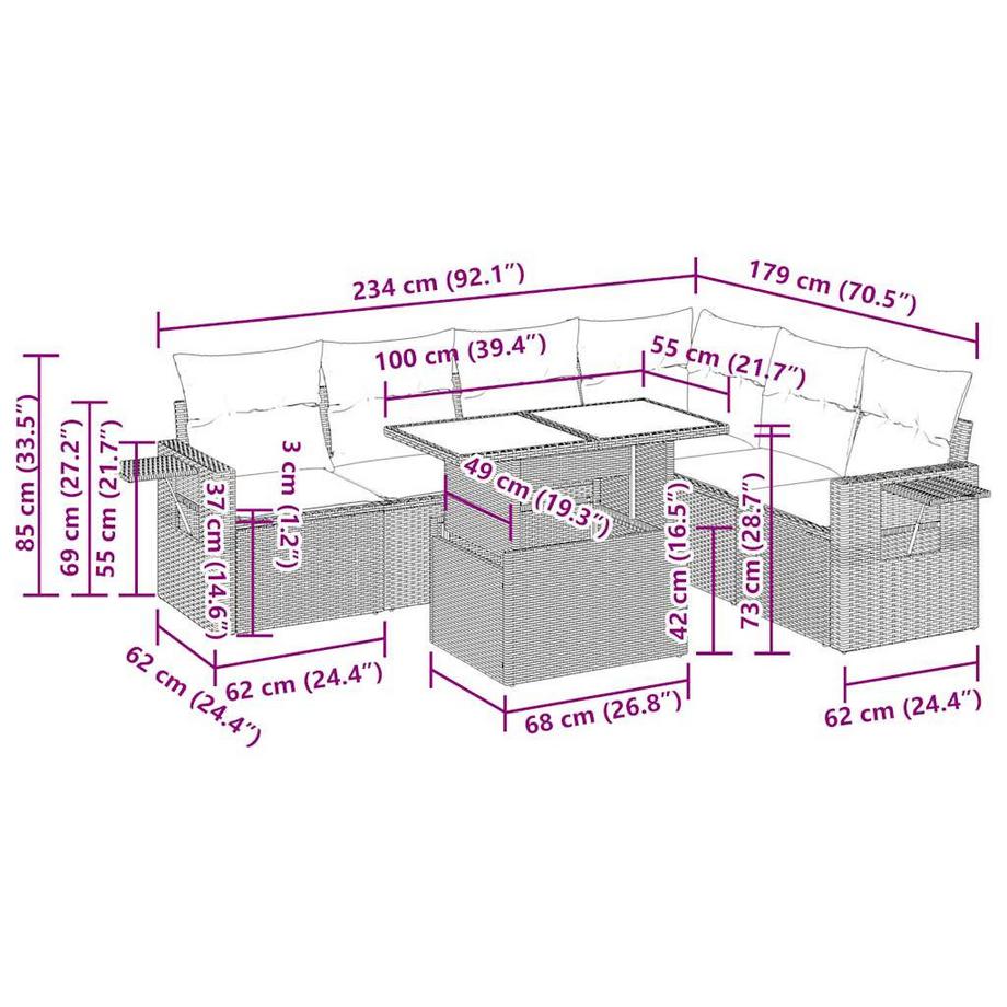 VidaXL Gartensofa set poly-rattan  