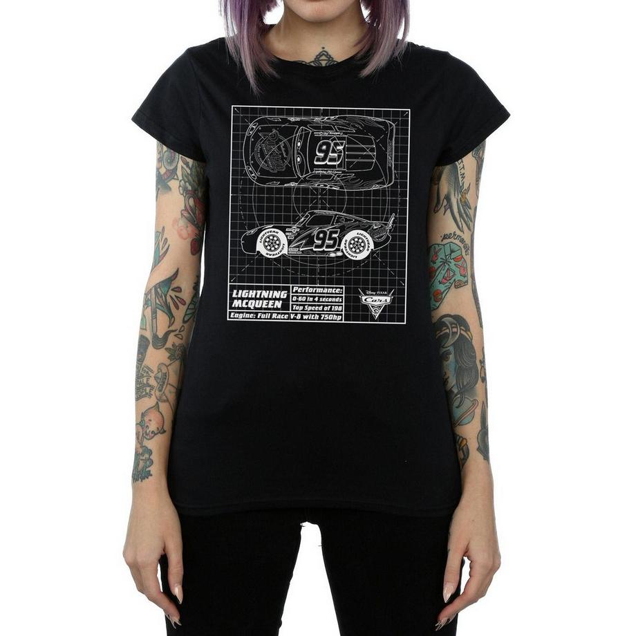 Disney Pixar Cars Lightning McQueen Blueprint T-Shirt  