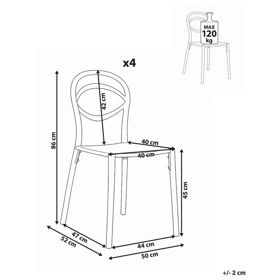 Beliani Gartenstuhl 4er Set aus Polypropylen  COVOLO  