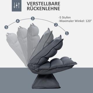 Northio Chaise De Relaxation Canapé De Sol Chaise De Sol Avec Base Rotative À 360°, Dossier Réglable Sur 5 Niveaux, Acier, Gris Foncé  