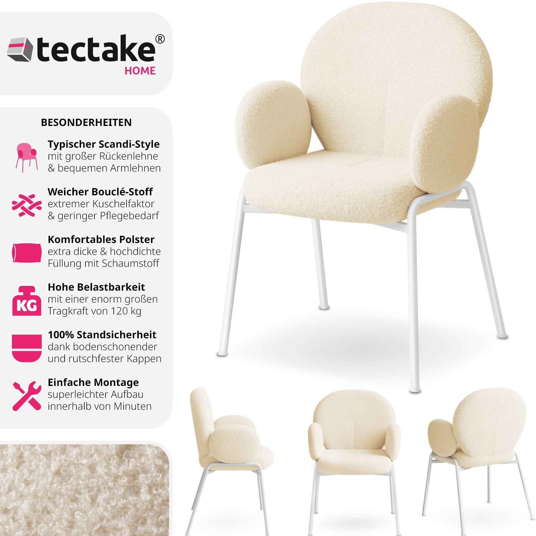 Tectake Sedia Scandi imbottita, tessuto bouclé  