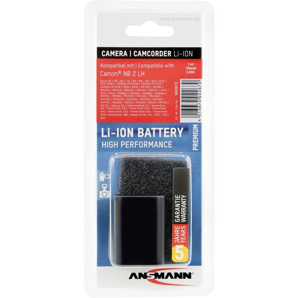 ANSMANN  NB-2LH Batteria ricaricabile fotocamera sostituisce la batteria originale (camera) NB-2L, NB-2LH 7.4 V 