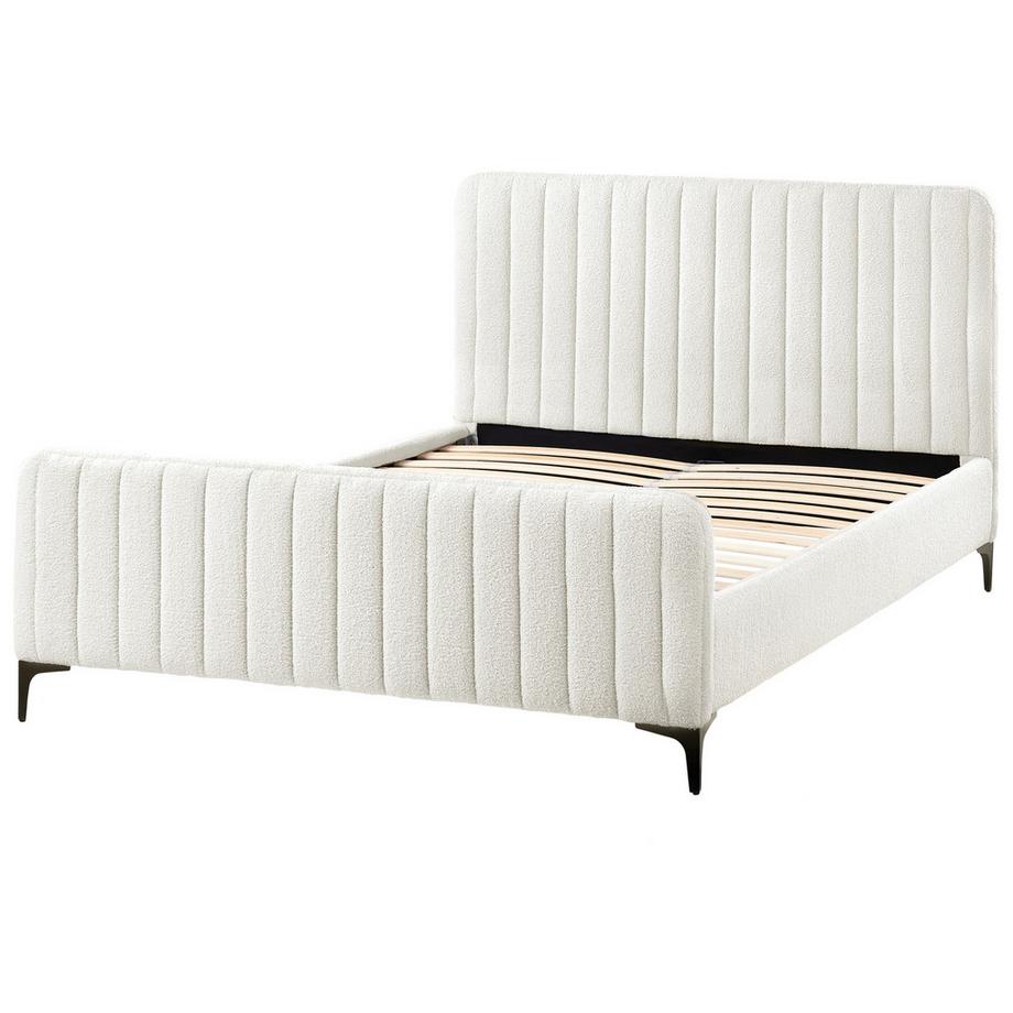 Beliani Lit avec sommier en Bouclé Minimaliste LUNAN  