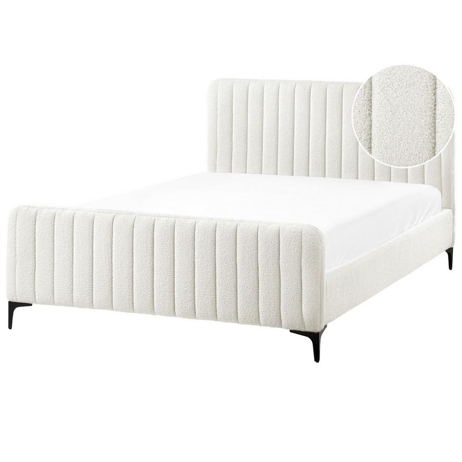 Lit avec sommier en Bouclé Minimaliste LUNAN